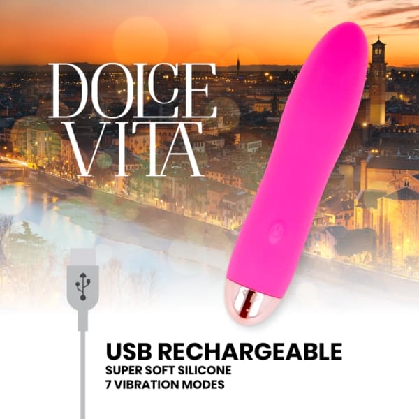 DOLCE VITA - RECHARGEABLE VIBRATOR FOUR PINK 7 SPEEDS 4